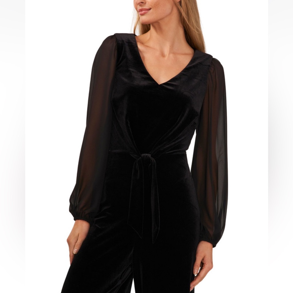 CeCe Black Velvet Jumpsuit - Picture 3 of 7